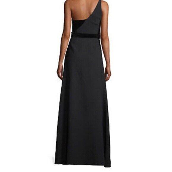 Jill Jill Stuart One Shoulder With Velvet Side Tie Black Formal Gown Size 6 - Picture 2 of 16